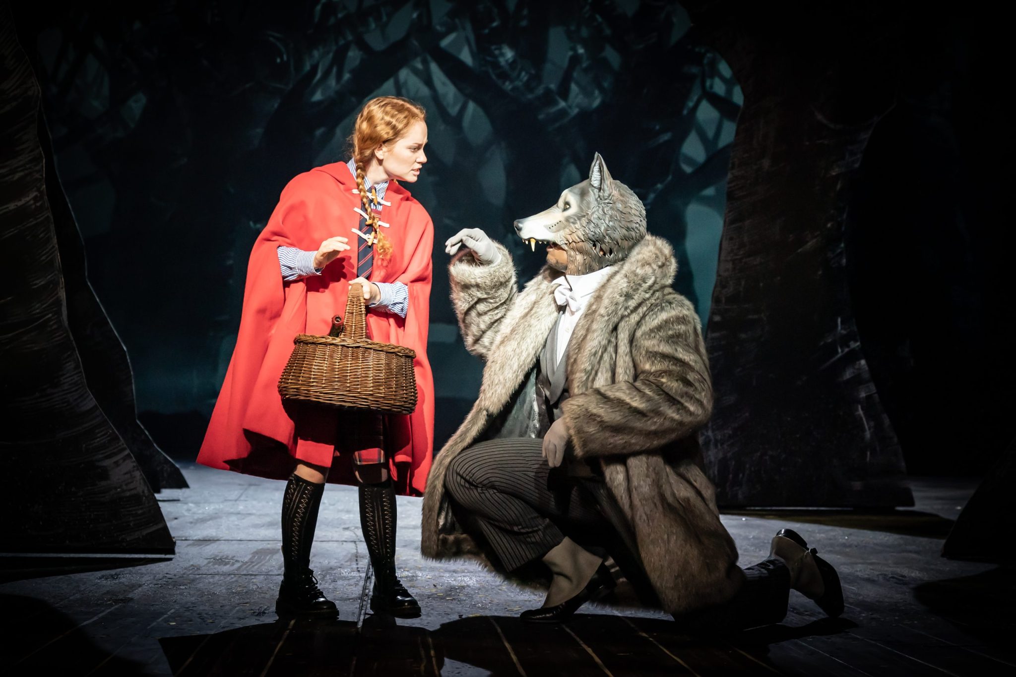 Into the Woods - Lauren Conroy (Little Red Riding Hood), Nathanael Campbell (Wolf) - Photo Marc Brenner copy