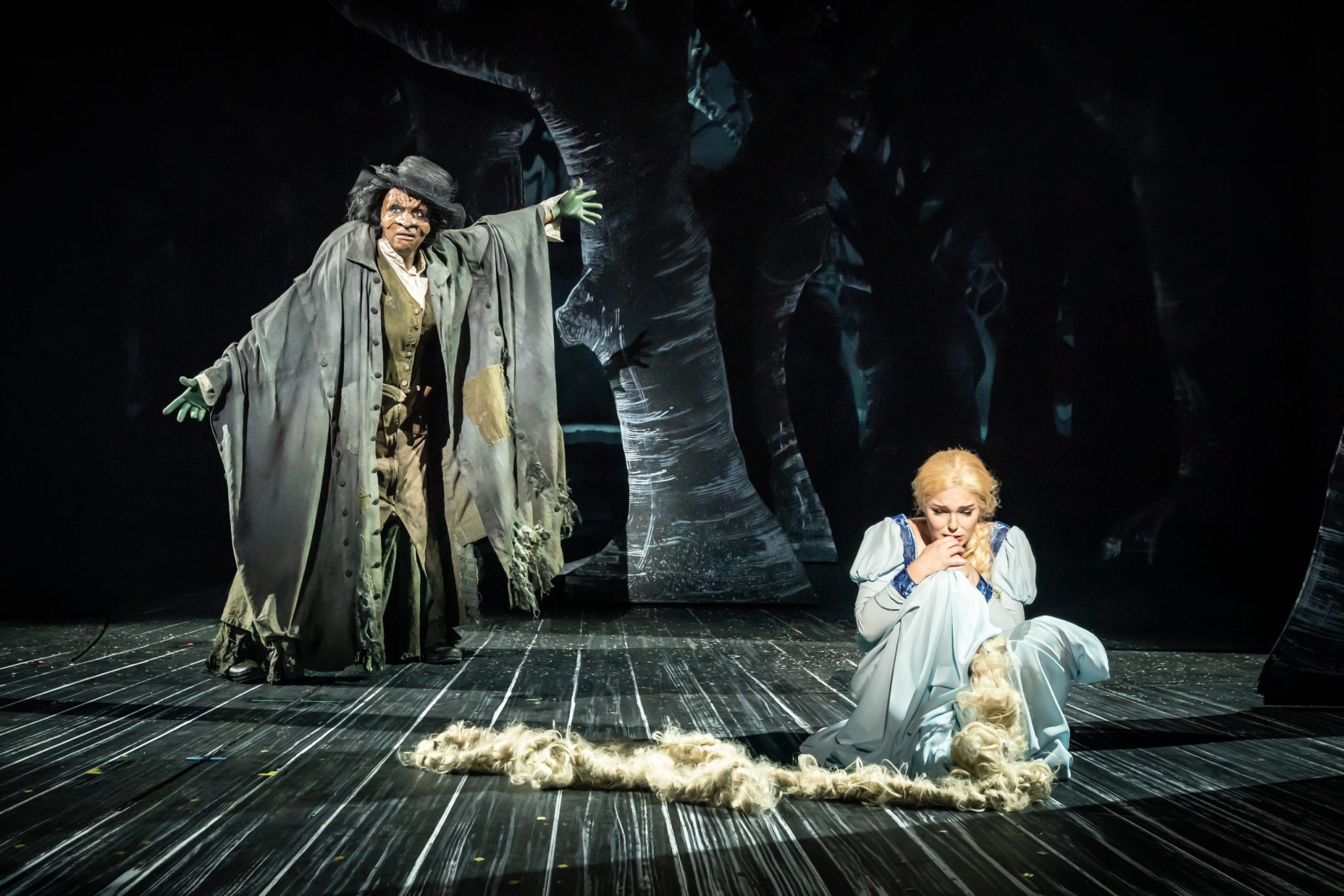 Into the Woods - Nicola Hughes (Witch) and Maria Conneely (Rapunzel) - Photo credit Marc Brenner copy
